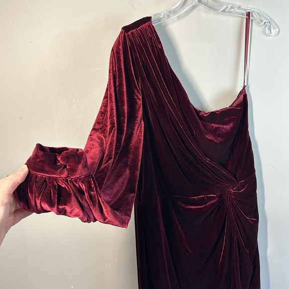 Revelry One-Shoulder Burgundy Maxi Dress - Picture 5 of 10
